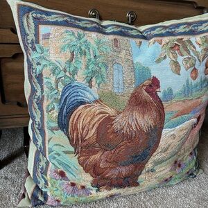 Vintage Rooster Tapestry Pillow